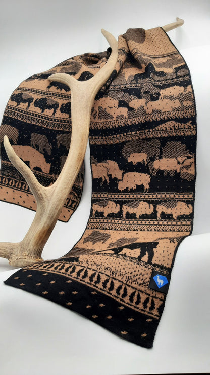 Roaming Bison Knit Scarf | 100% Alpaca